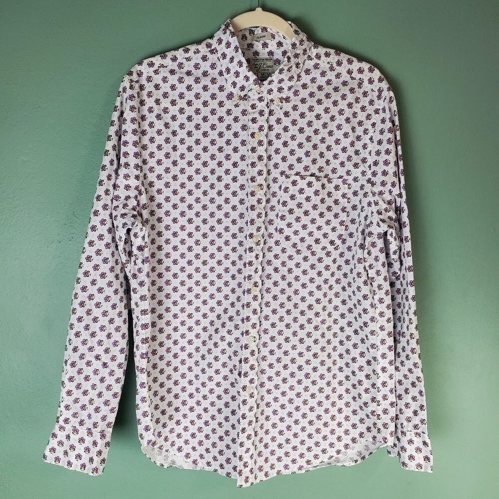 J. Crew Mens Stretch Secret Wash Cotton Poplin Button Down Shirt Size Medium
